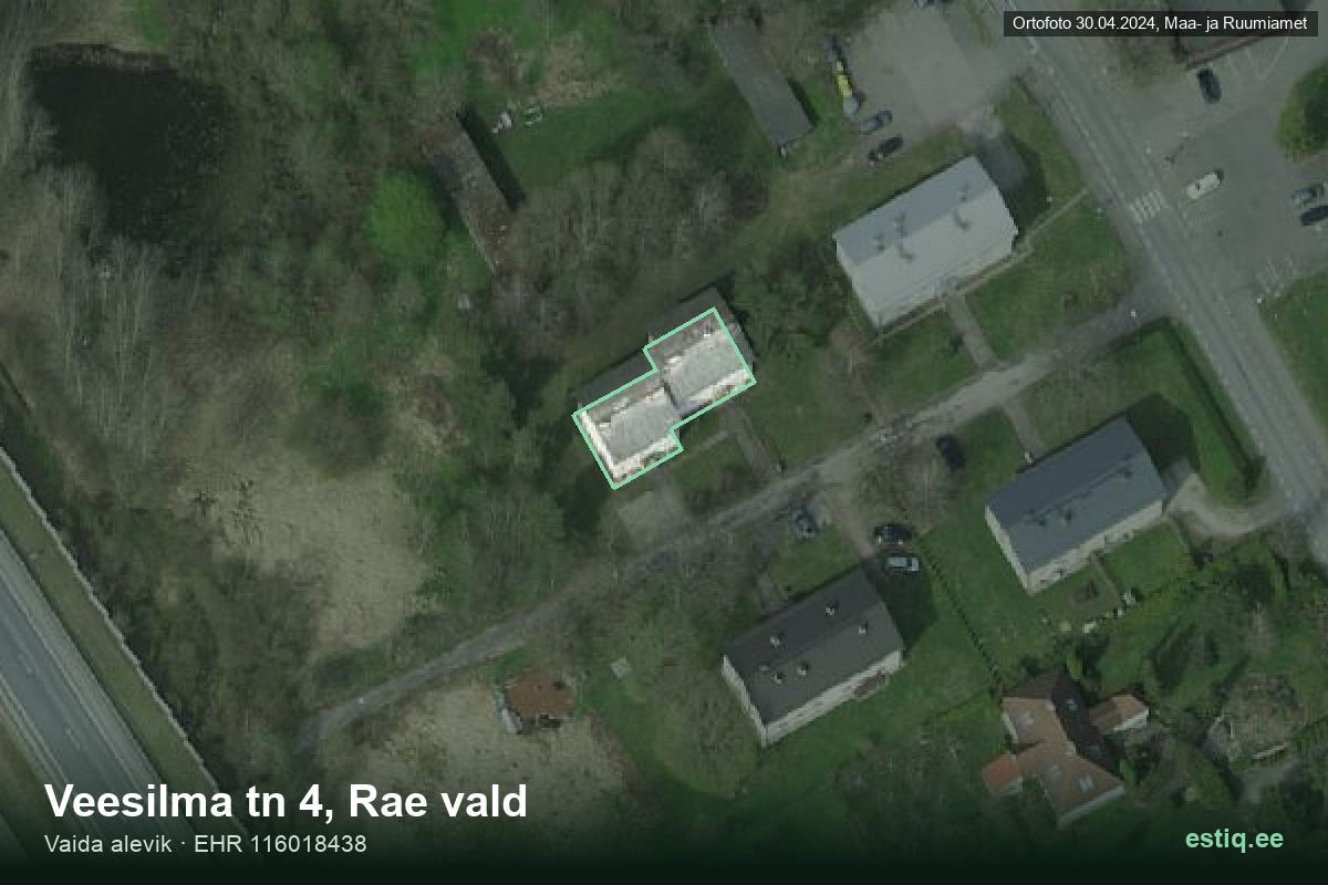 Veesilma tänav 4, Rae – hoone aerofoto, kontuur ehitisregistri (EHR) andmetest