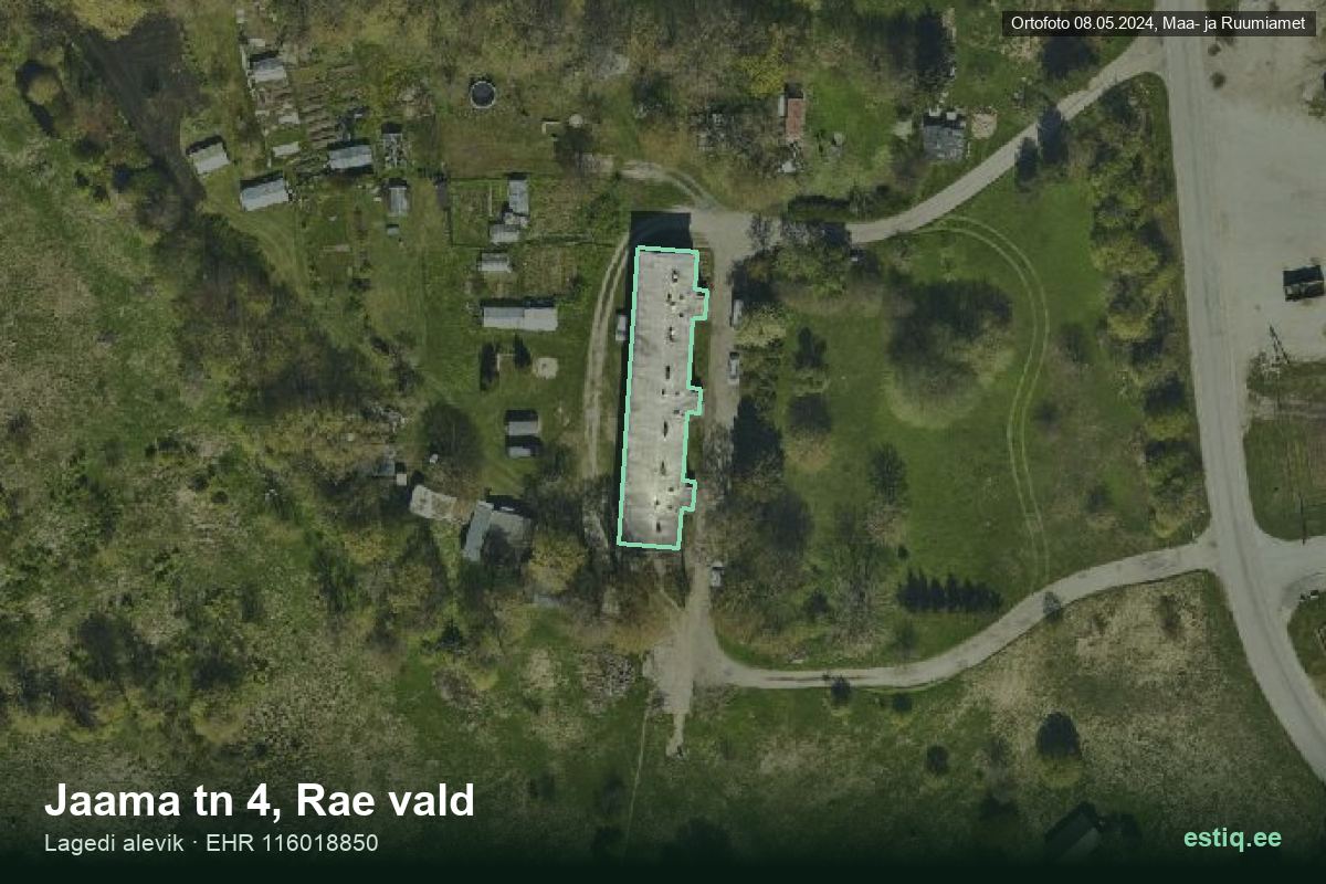 Jaama tänav 4, Rae – аэрофото дома, контур по данным регистра строений (EHR)