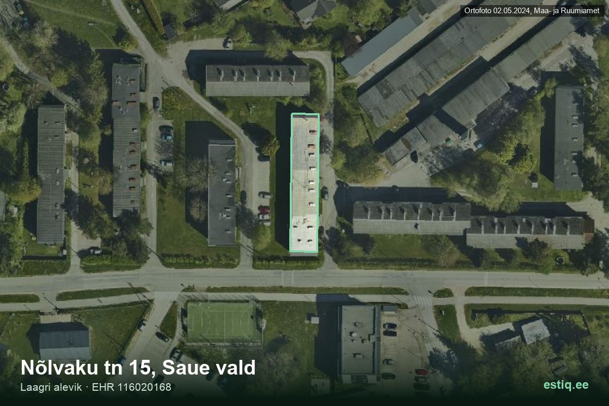 Nõlvaku tänav 15, Saue – aerial photo of the building, outline from the Building Register (EHR)
