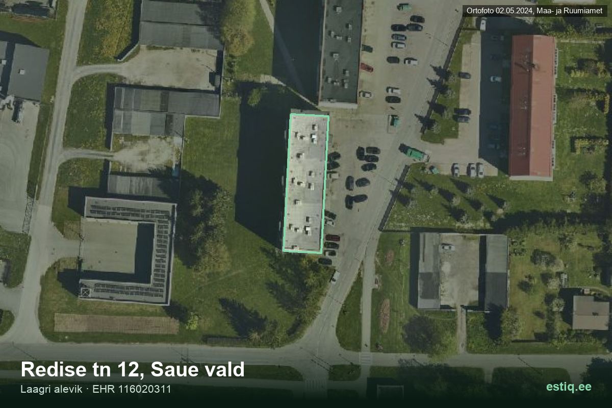Redise tänav 12, Saue – aerial photo of the building, outline from the Building Register (EHR)