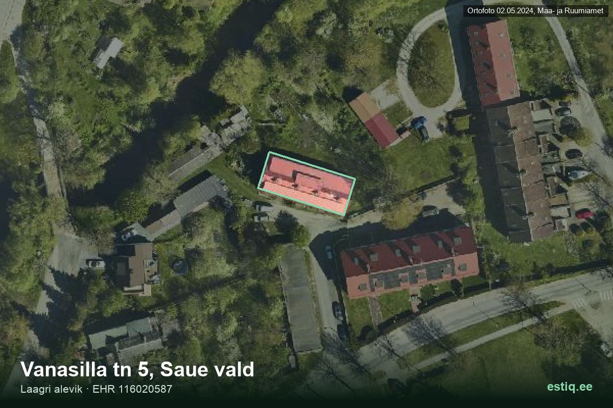Vanasilla tänav 5, Saue – aerial photo of the building, outline from the Building Register (EHR)