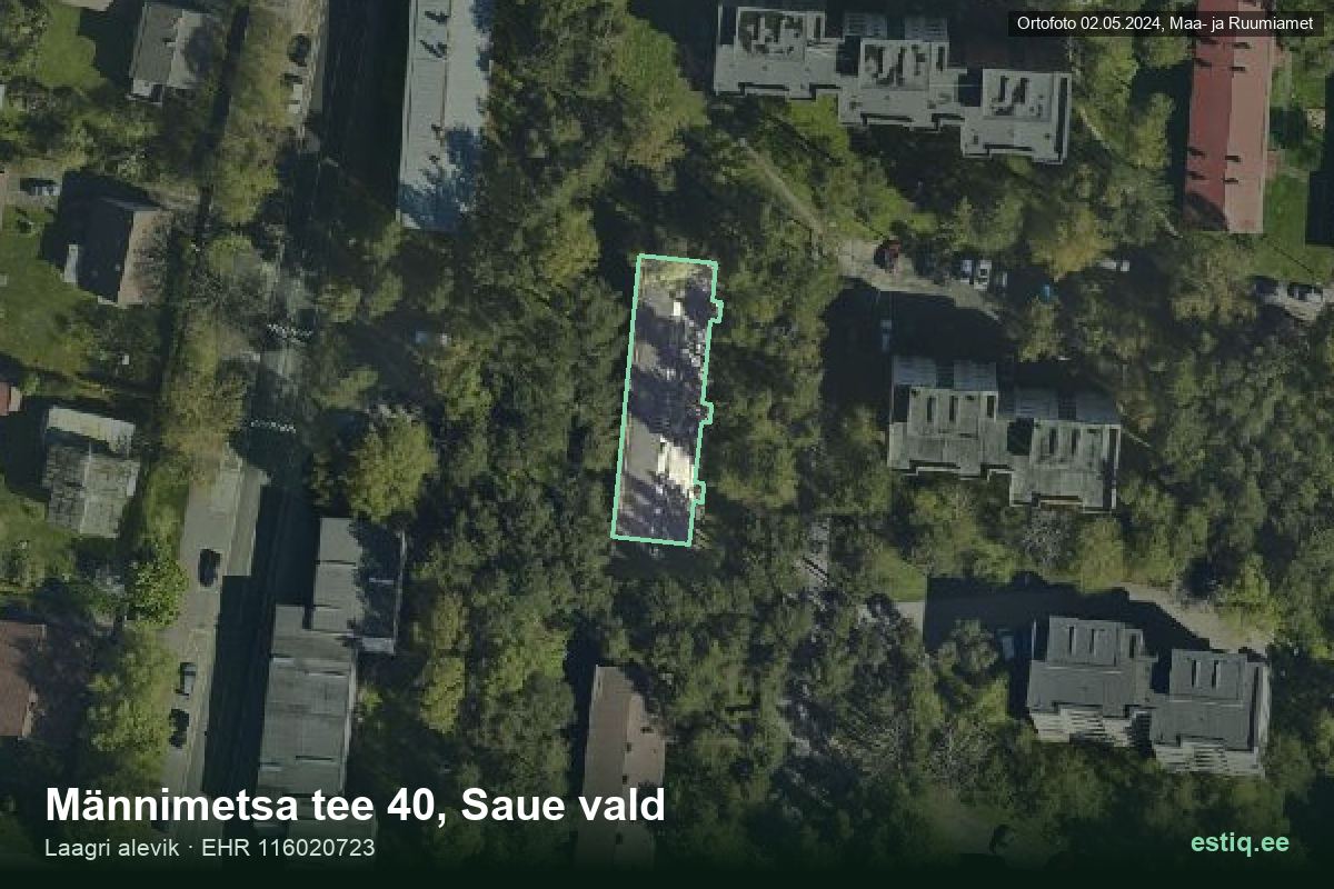 Männimetsa tee 40, Saue – hoone aerofoto, kontuur ehitisregistri (EHR) andmetest