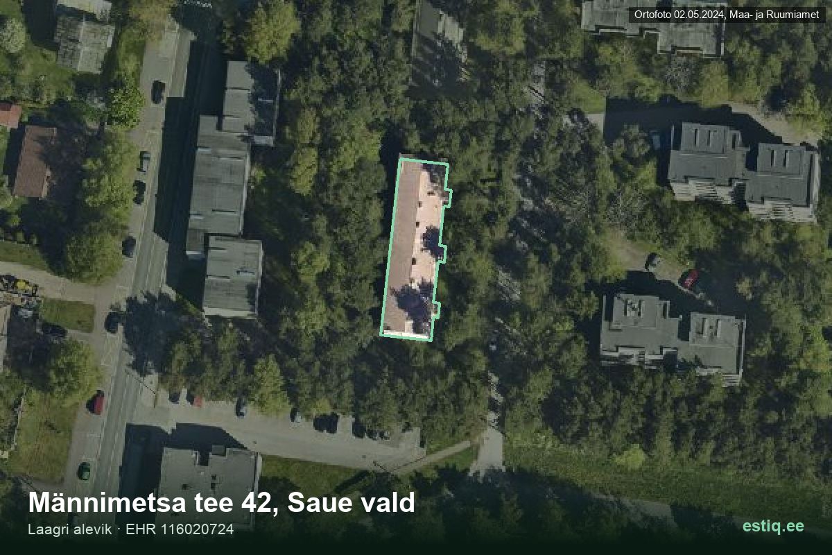 Männimetsa tee 42, Saue – hoone aerofoto, kontuur ehitisregistri (EHR) andmetest