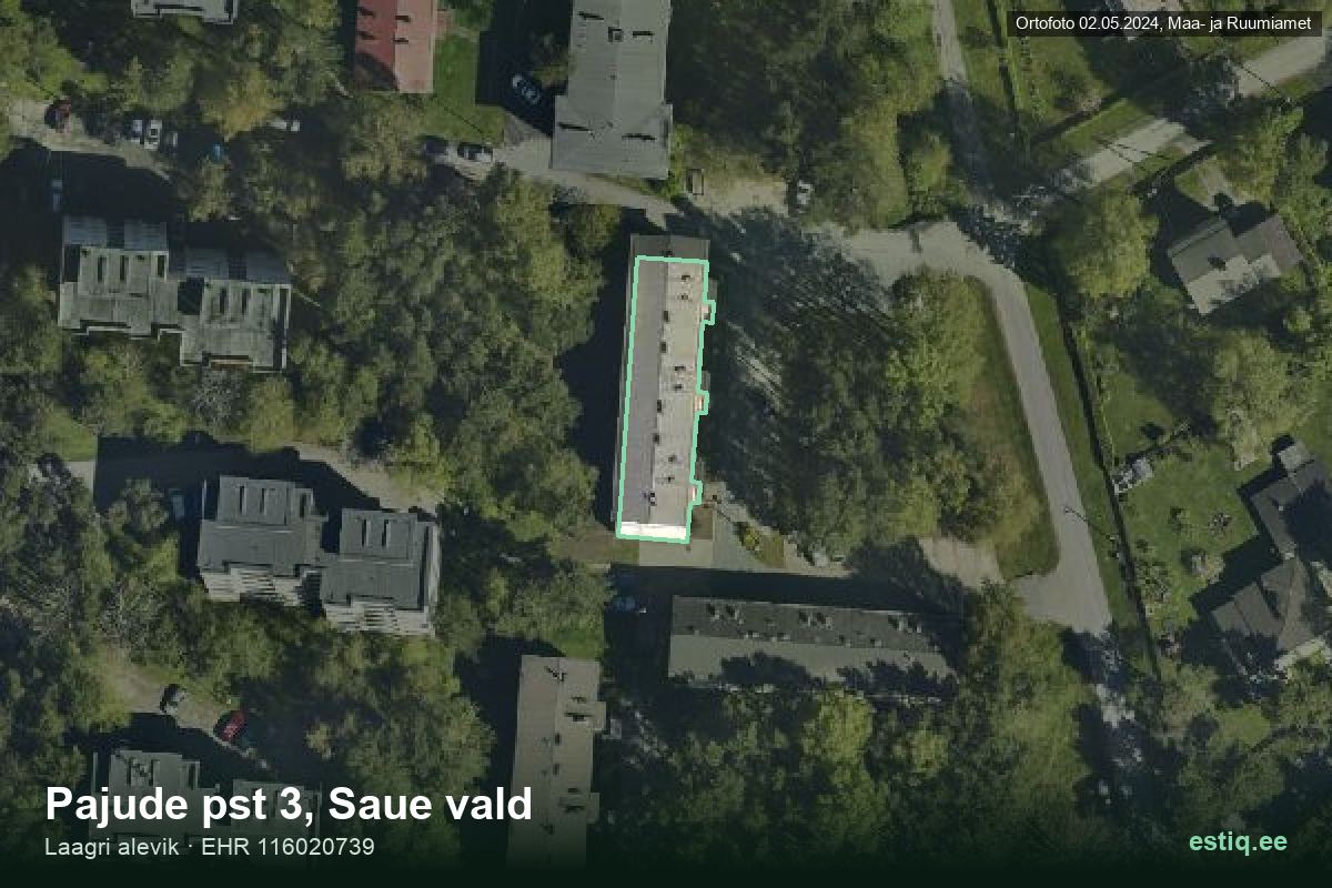 Pajude pst 3, Saue – hoone aerofoto, kontuur ehitisregistri (EHR) andmetest