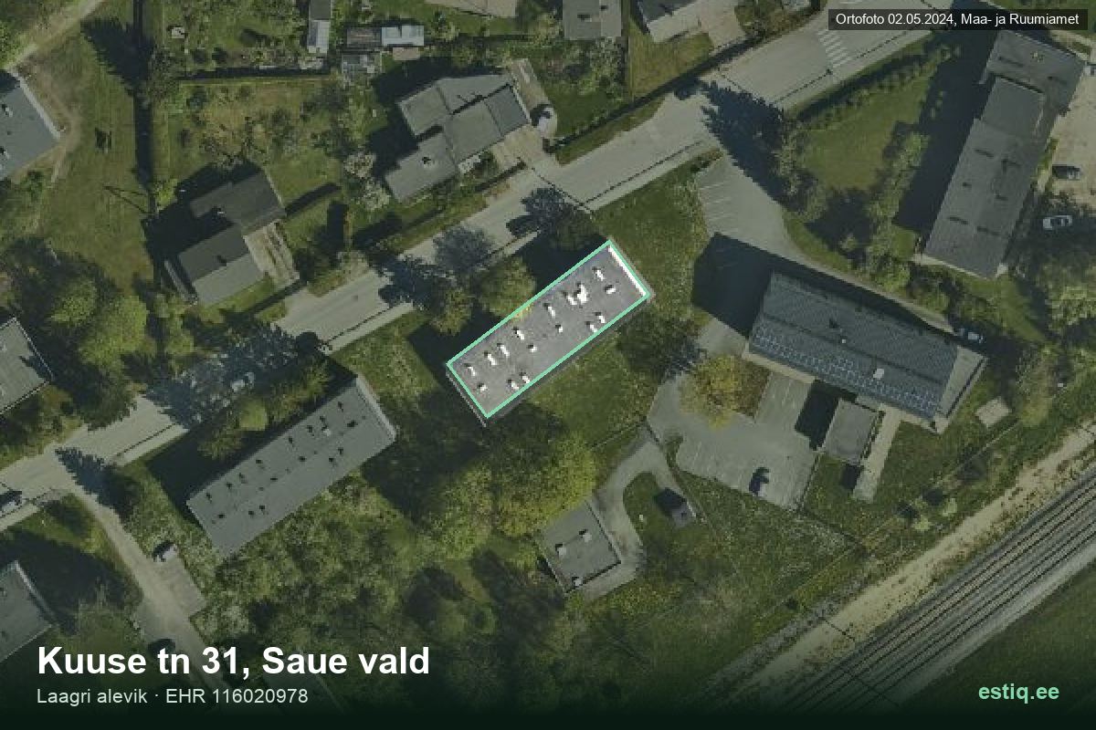 Kuuse tänav 31, Saue – аэрофото дома, контур по данным регистра строений (EHR)