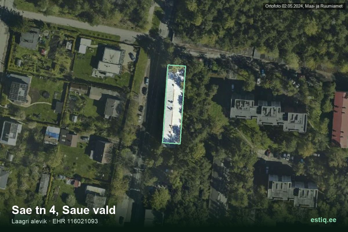 Sae tänav 4, Saue – aerial photo of the building, outline from the Building Register (EHR)