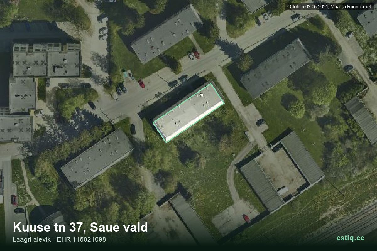 Kuuse tänav 37, Saue – аэрофото дома, контур по данным регистра строений (EHR)