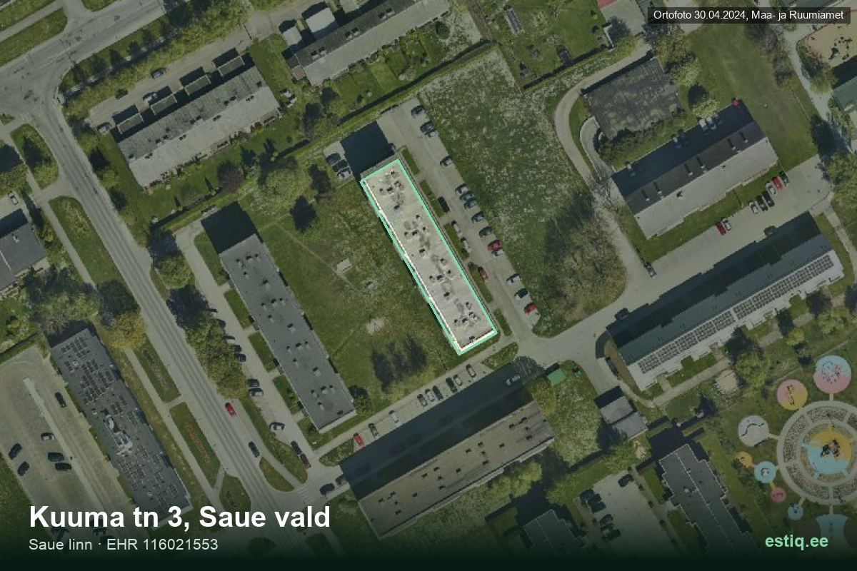 Kuuma tänav 3, Saue – аэрофото дома, контур по данным регистра строений (EHR)