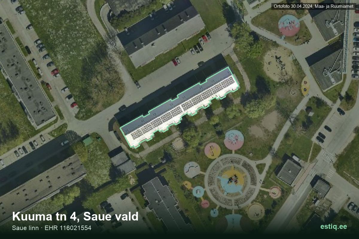 Kuuma tänav 4, Saue – аэрофото дома, контур по данным регистра строений (EHR)