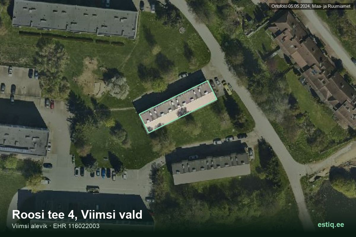 Roosi tee 4, Viimsi – ilmakuva rakennuksesta, ääriviiva rakennusrekisteristä (EHR)