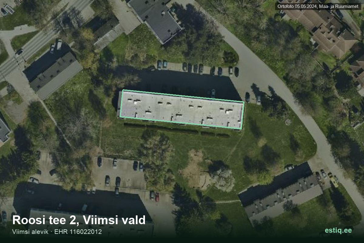 Roosi tee 2, Viimsi – ilmakuva rakennuksesta, ääriviiva rakennusrekisteristä (EHR)