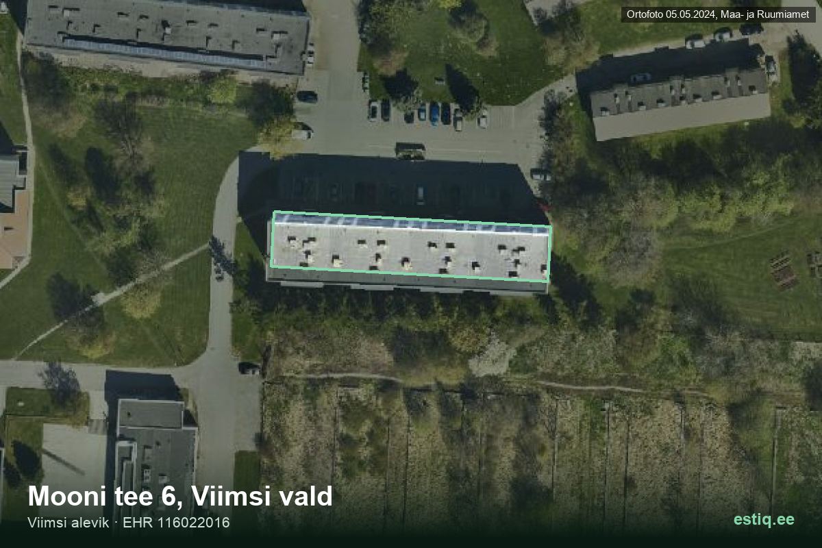 Mooni tee 6, Viimsi – ilmakuva rakennuksesta, ääriviiva rakennusrekisteristä (EHR)