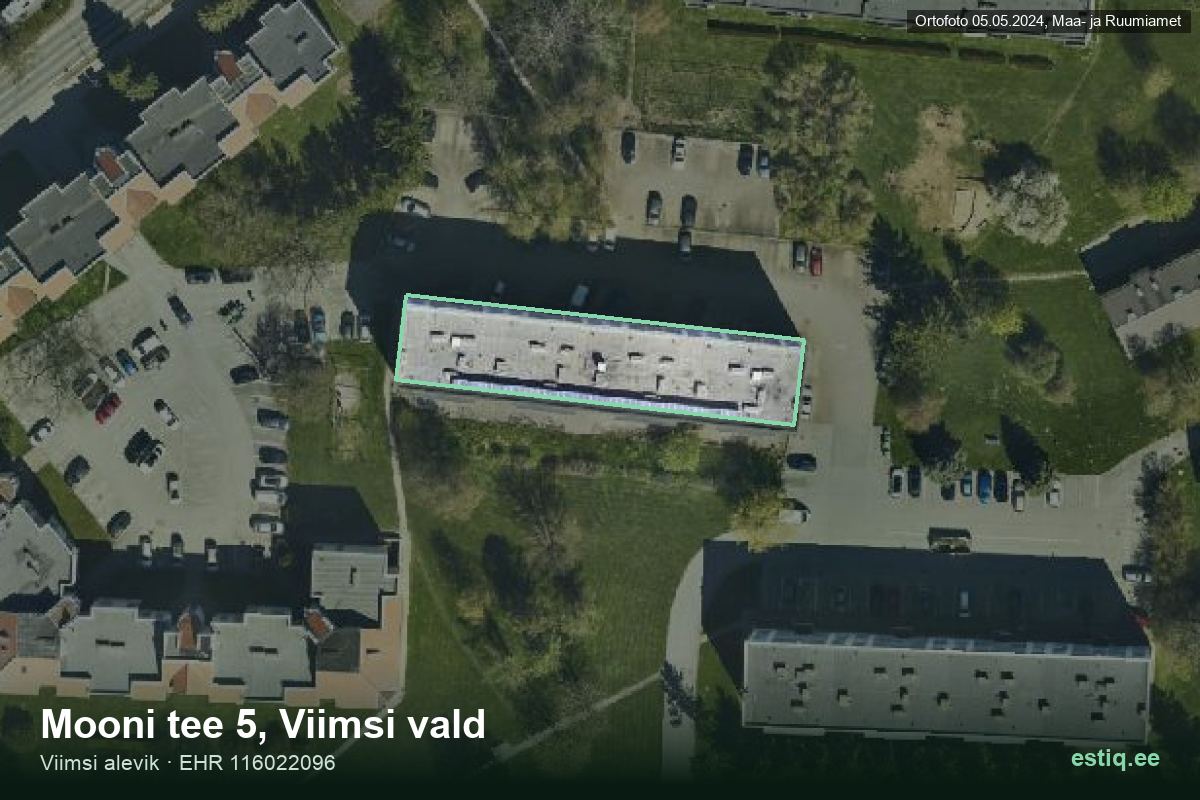 Mooni tee 5, Viimsi – ilmakuva rakennuksesta, ääriviiva rakennusrekisteristä (EHR)