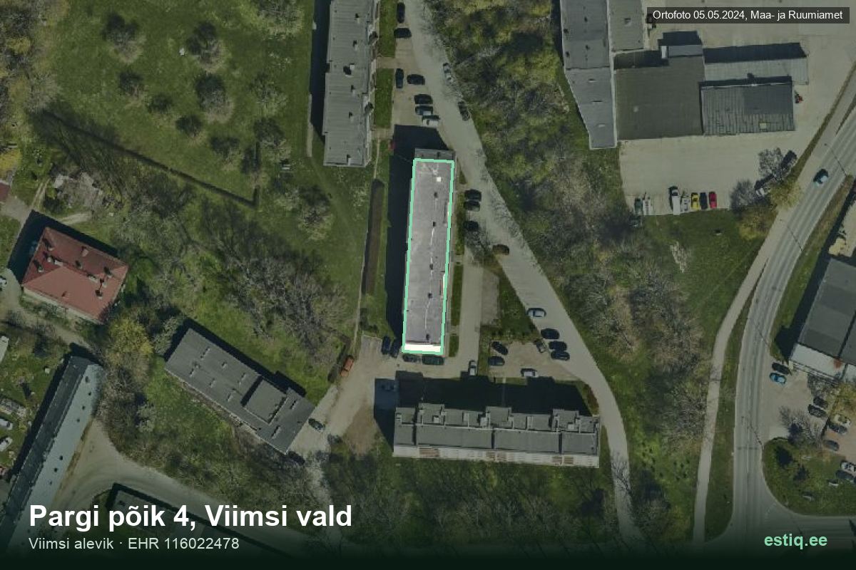 Pargi põik 4, Viimsi – аэрофото дома, контур по данным регистра строений (EHR)