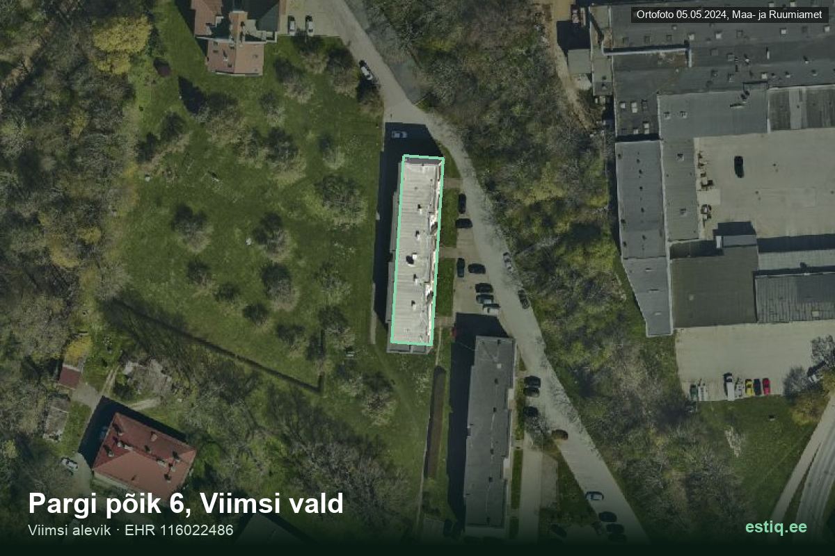 Pargi põik 6, Viimsi – hoone aerofoto, kontuur ehitisregistri (EHR) andmetest