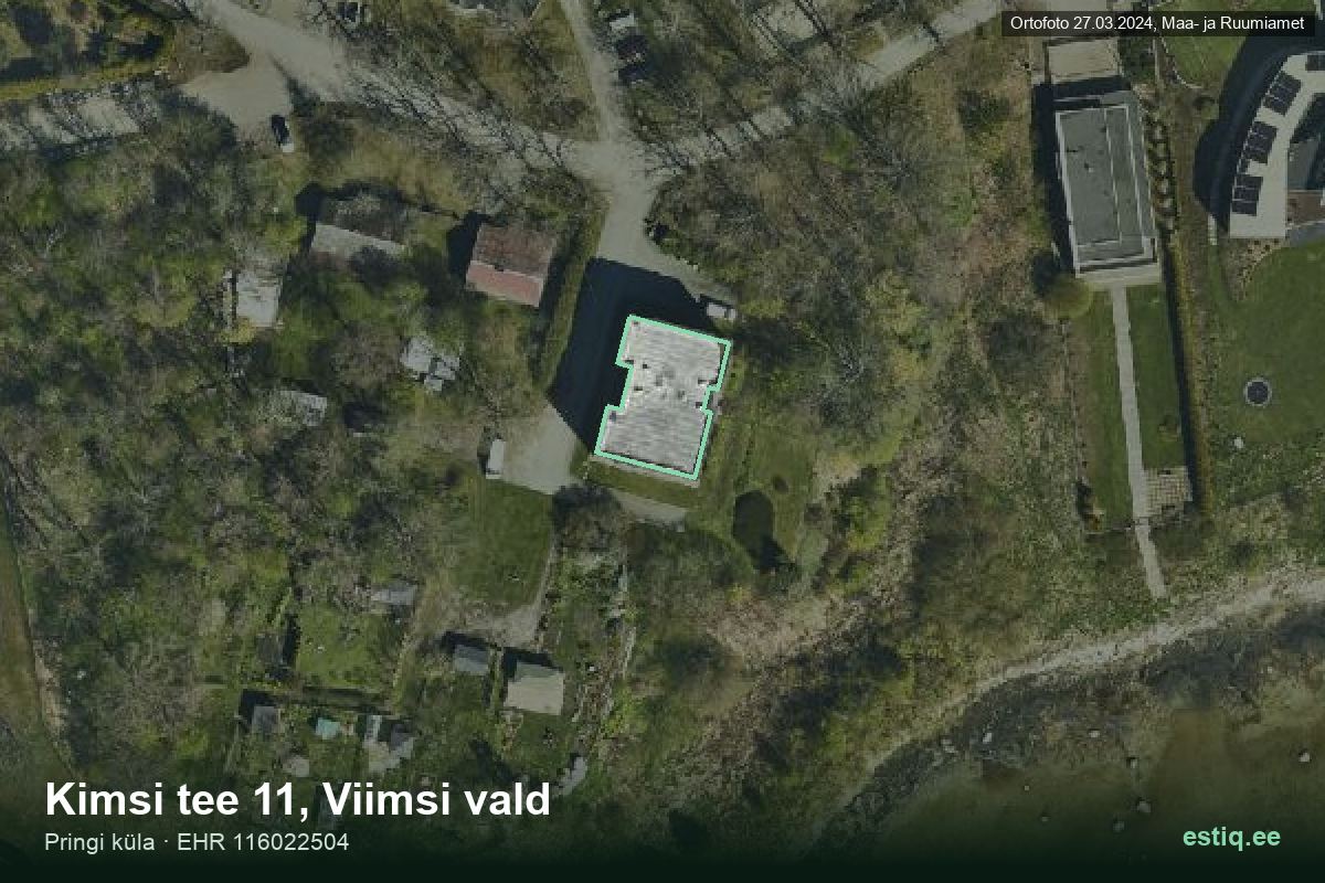 Kimsi tee 11, Viimsi – hoone aerofoto, kontuur ehitisregistri (EHR) andmetest
