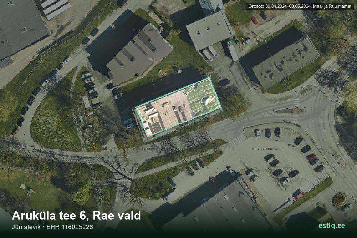 Aruküla tee 6, Rae – aerial photo of the building, outline from the Building Register (EHR)