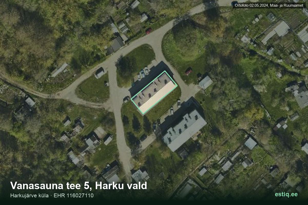 Vanasauna tee 5, Harku – hoone aerofoto, kontuur ehitisregistri (EHR) andmetest