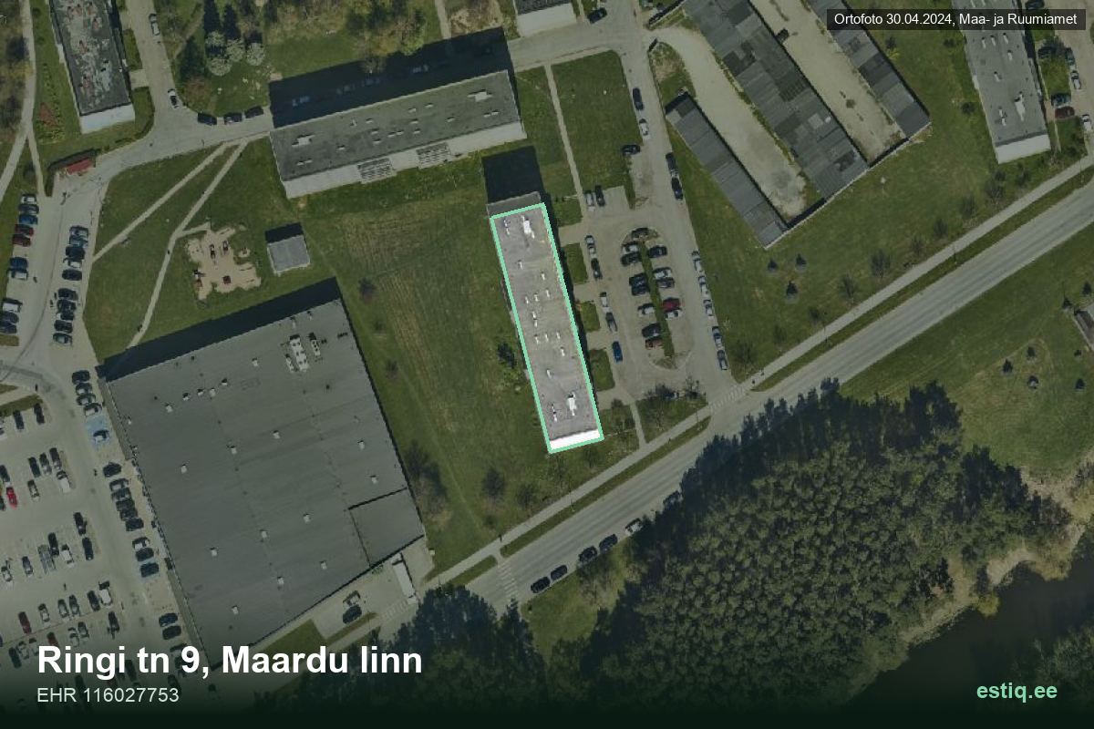 Ringi tänav 9, Maardu – hoone aerofoto, kontuur ehitisregistri (EHR) andmetest