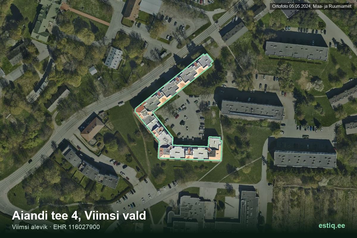 Aiandi tee 4, Viimsi – aerial photo of the building, outline from the Building Register (EHR)