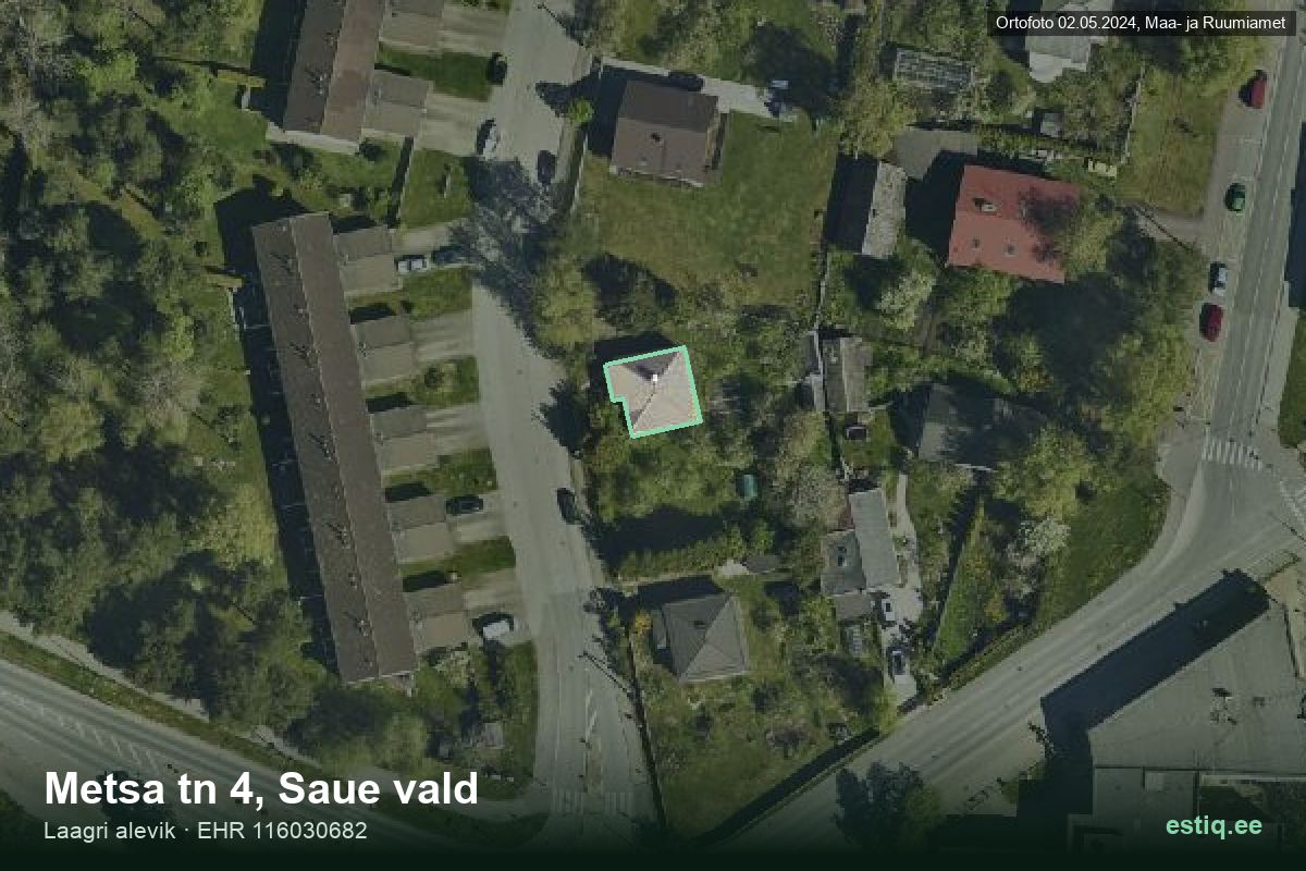 Metsa tänav 4, Saue – aerial photo of the building, outline from the Building Register (EHR)