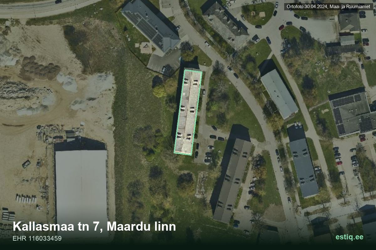 Kallasmaa tänav 7, Maardu – aerial photo of the building, outline from the Building Register (EHR)