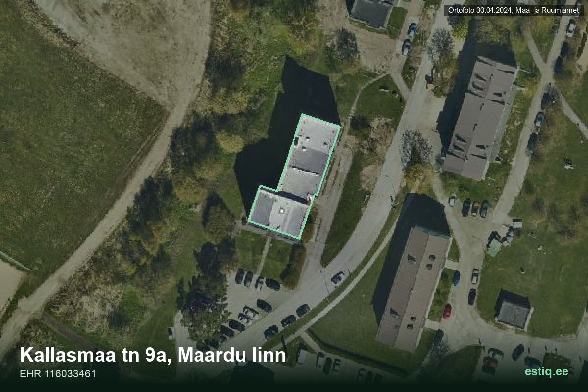 Kallasmaa tänav 9a, Maardu – aerial photo of the building, outline from the Building Register (EHR)
