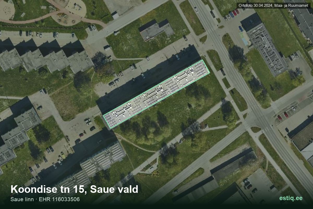 Koondise tänav 15, Saue – aerial photo of the building, outline from the Building Register (EHR)