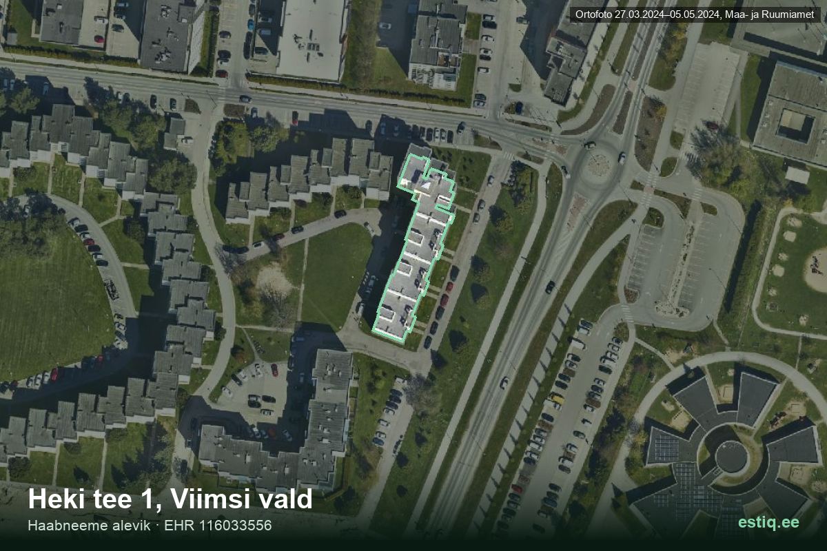 Heki tee 1, Viimsi – hoone aerofoto, kontuur ehitisregistri (EHR) andmetest
