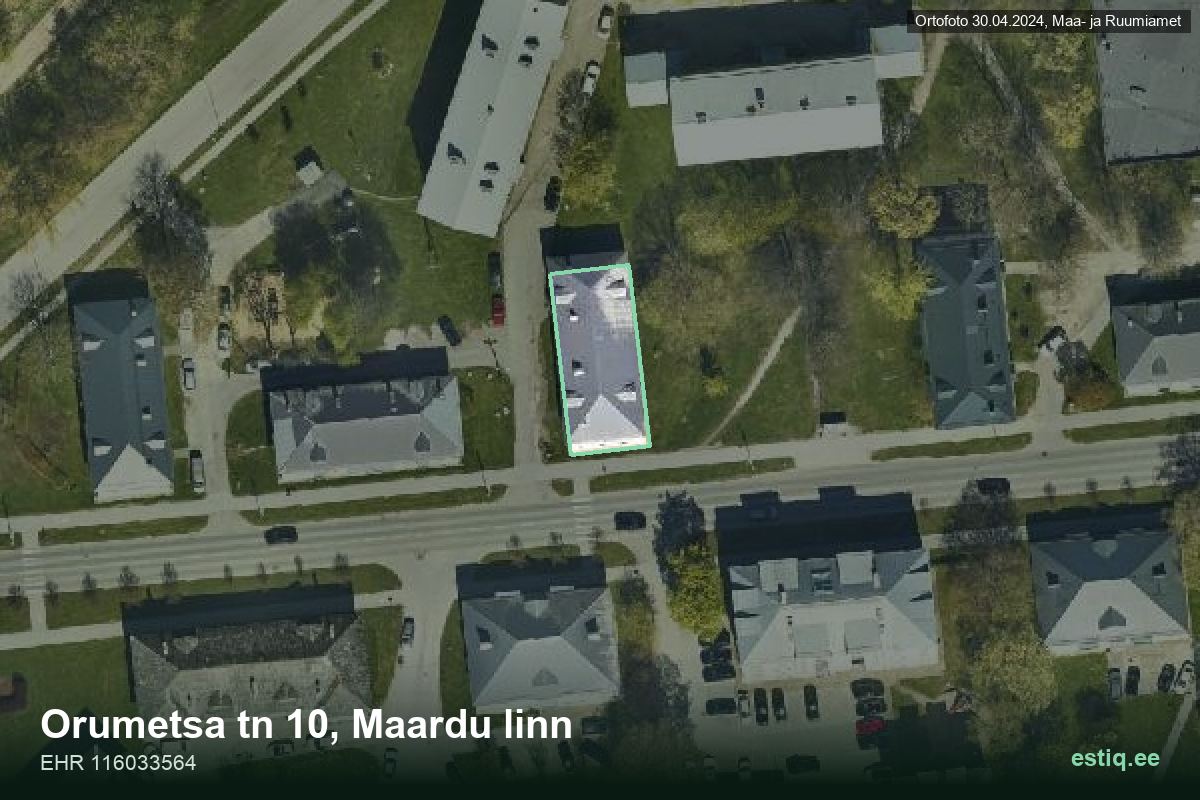 Orumetsa tänav 10, Maardu – aerial photo of the building, outline from the Building Register (EHR)