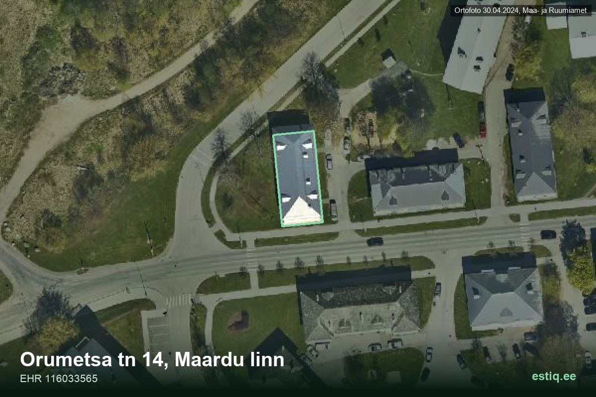 Orumetsa tänav 14, Maardu – hoone aerofoto, kontuur ehitisregistri (EHR) andmetest