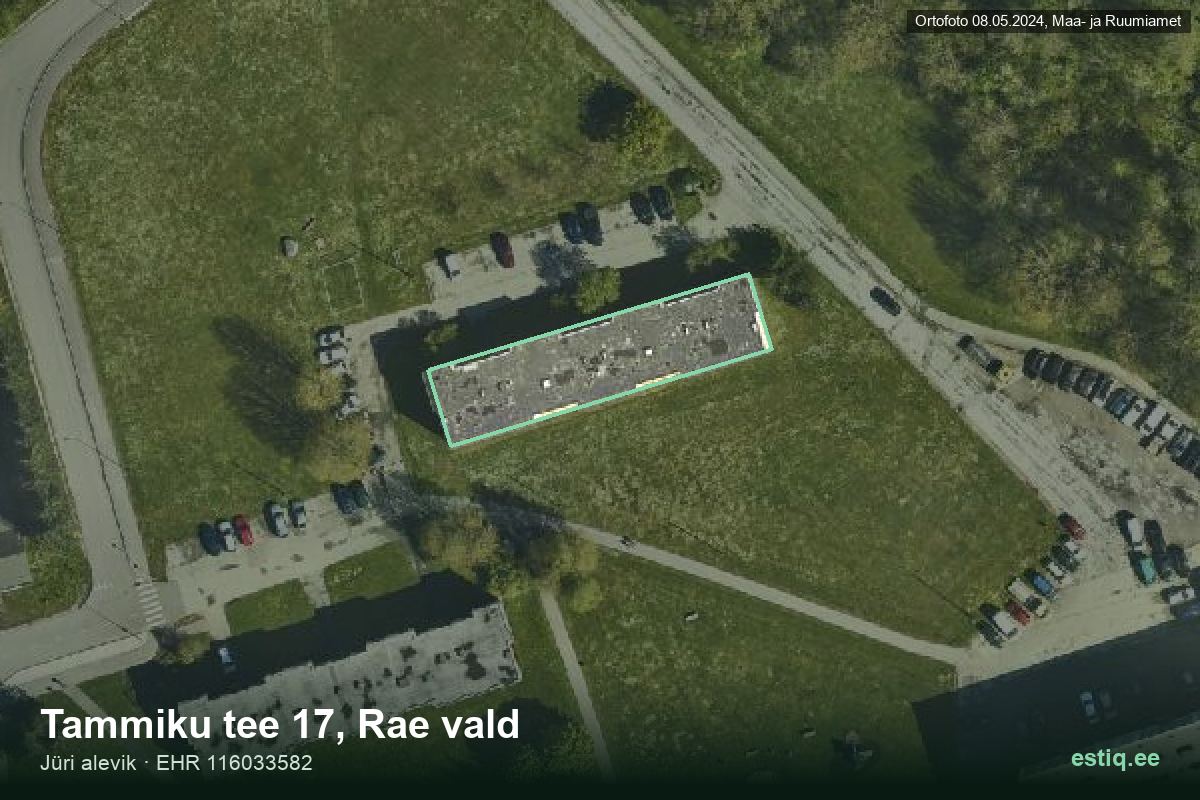 Tammiku tee 17, Rae – ilmakuva rakennuksesta, ääriviiva rakennusrekisteristä (EHR)