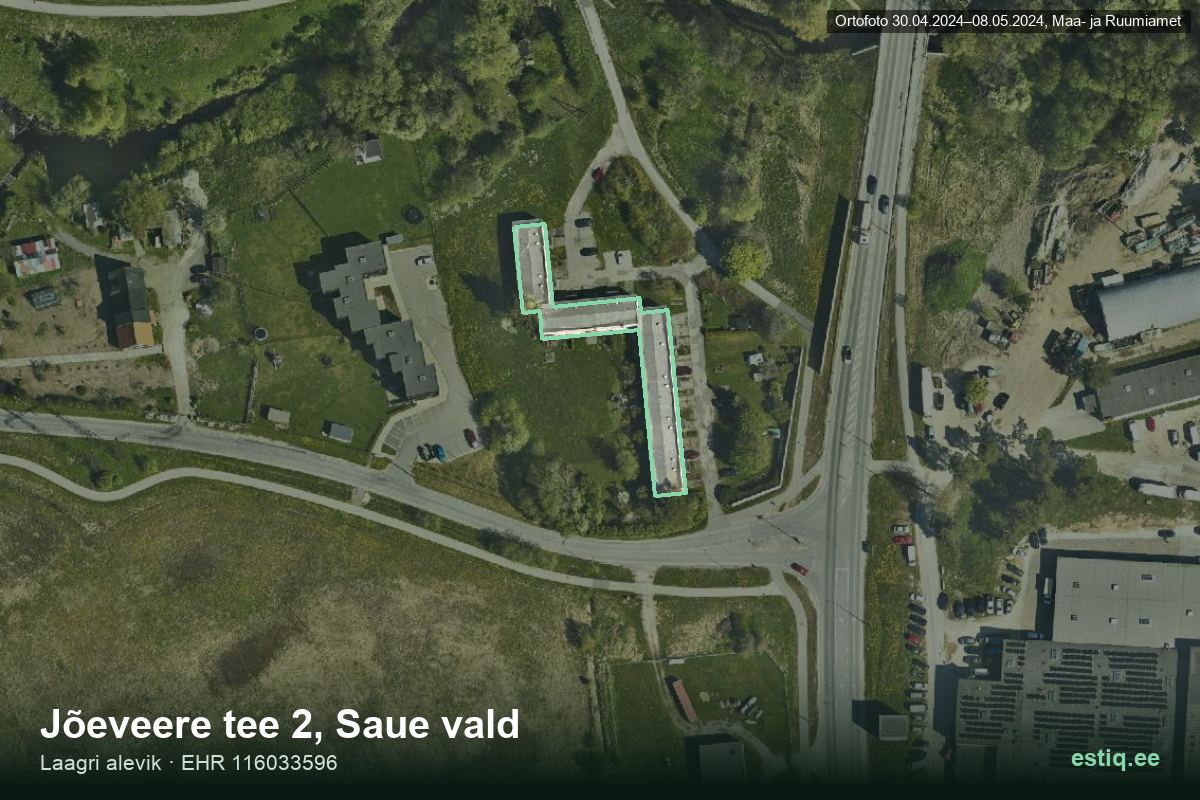Jõeveere tee 2, Saue – аэрофото дома, контур по данным регистра строений (EHR)