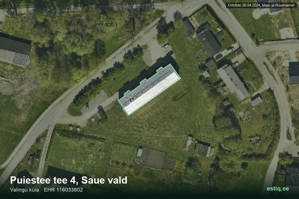 Puiestee tee 4, Saue – hoone aerofoto, kontuur ehitisregistri (EHR) andmetest