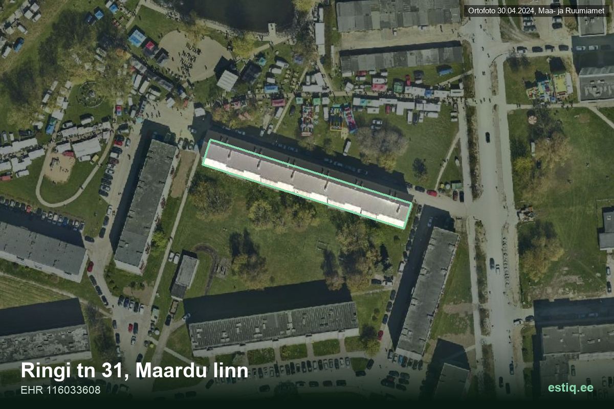 Ringi tänav 31, Maardu – hoone aerofoto, kontuur ehitisregistri (EHR) andmetest