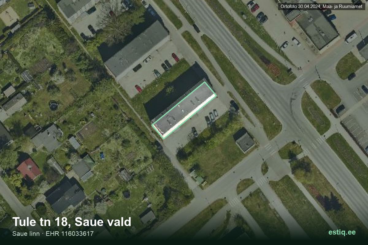 Tule tänav 18, Saue – aerial photo of the building, outline from the Building Register (EHR)