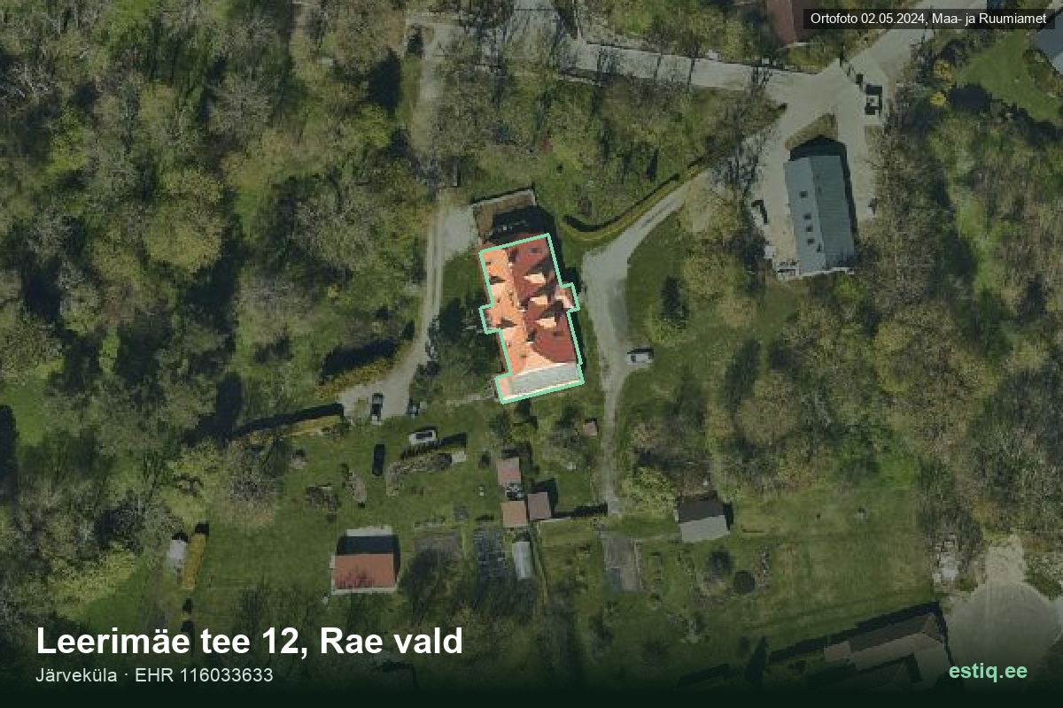Leerimäe tee 12, Rae – hoone aerofoto, kontuur ehitisregistri (EHR) andmetest