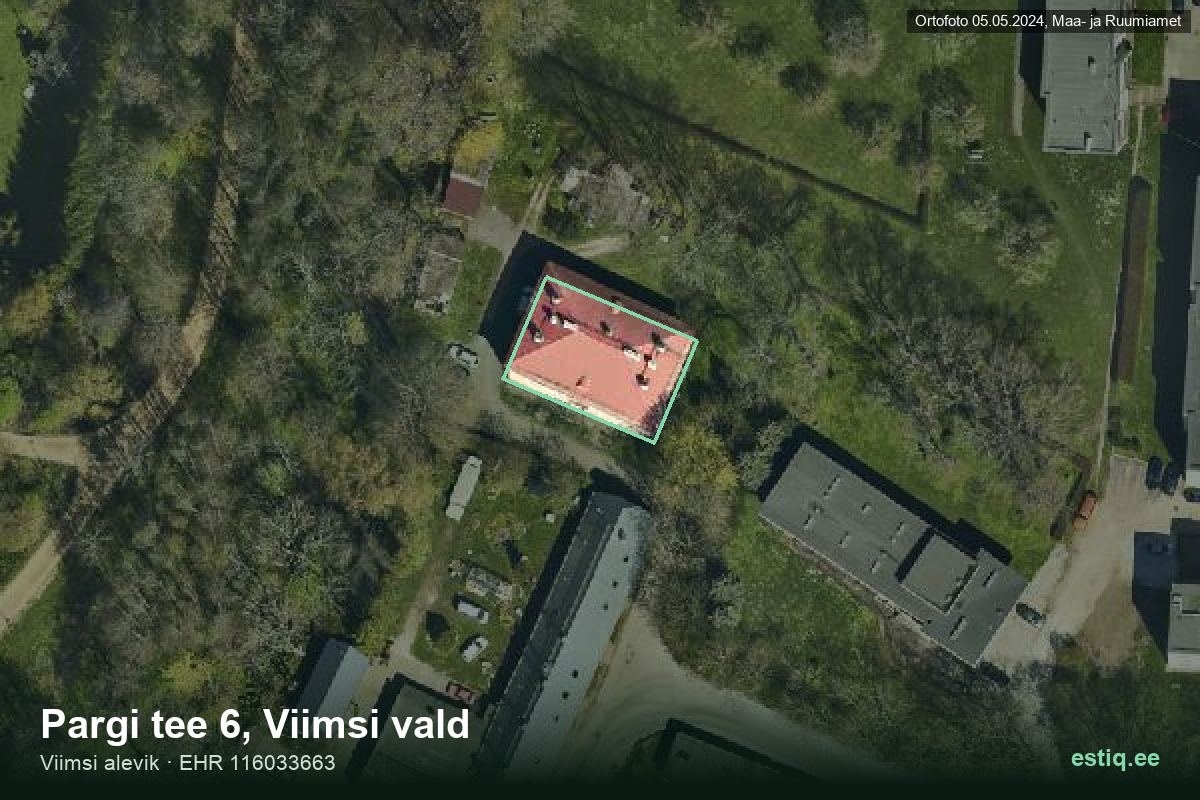 Pargi tee 6, Viimsi – hoone aerofoto, kontuur ehitisregistri (EHR) andmetest