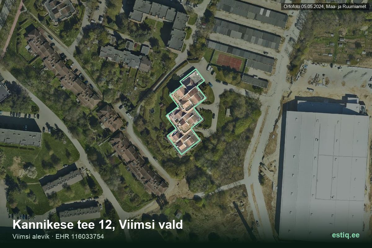 Kannikese tee 12, Viimsi – ilmakuva rakennuksesta, ääriviiva rakennusrekisteristä (EHR)