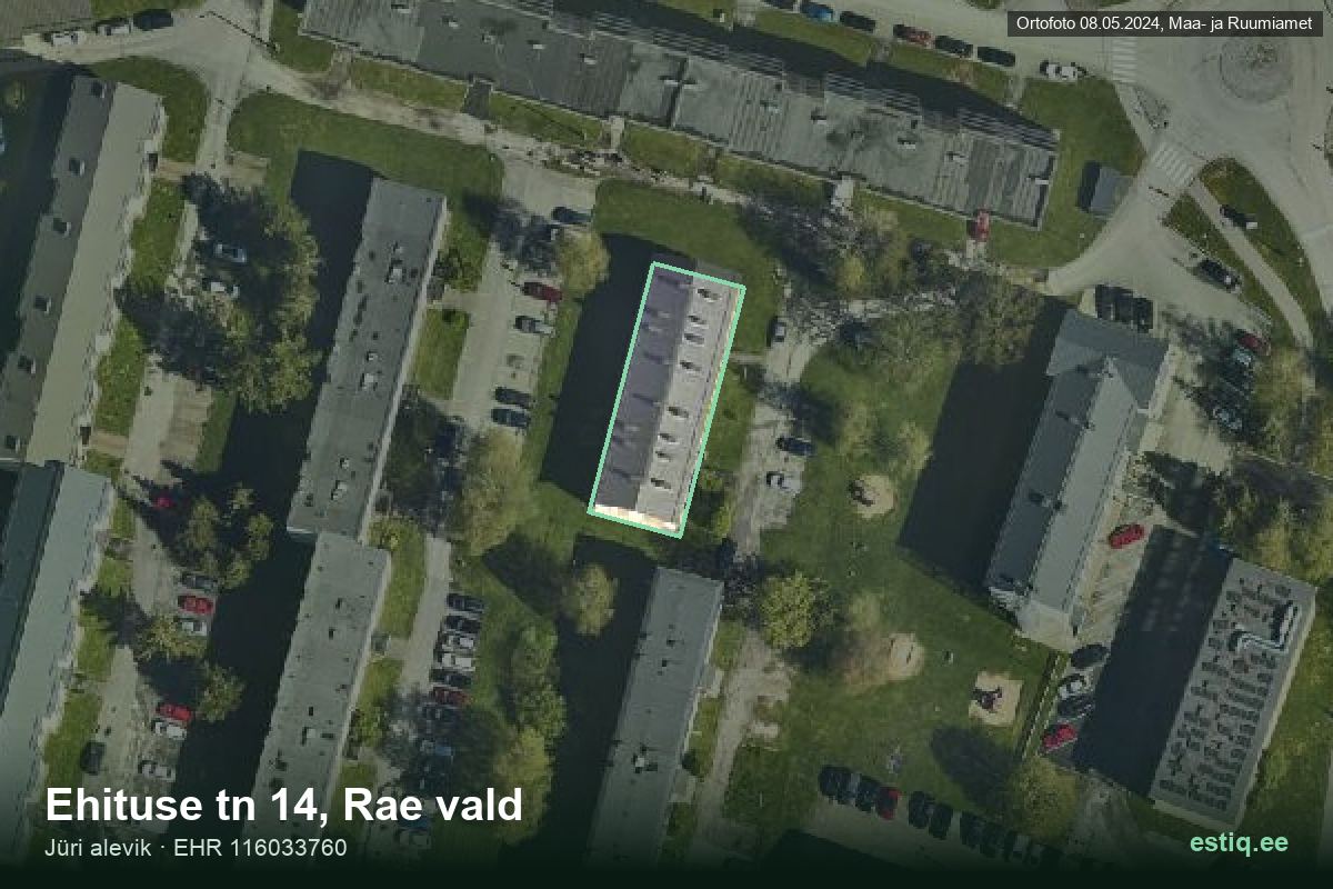 Ehituse tänav 14, Rae – aerial photo of the building, outline from the Building Register (EHR)