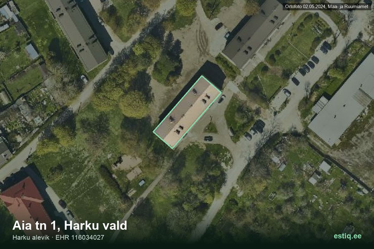 Aia tänav 1, Harku – hoone aerofoto, kontuur ehitisregistri (EHR) andmetest