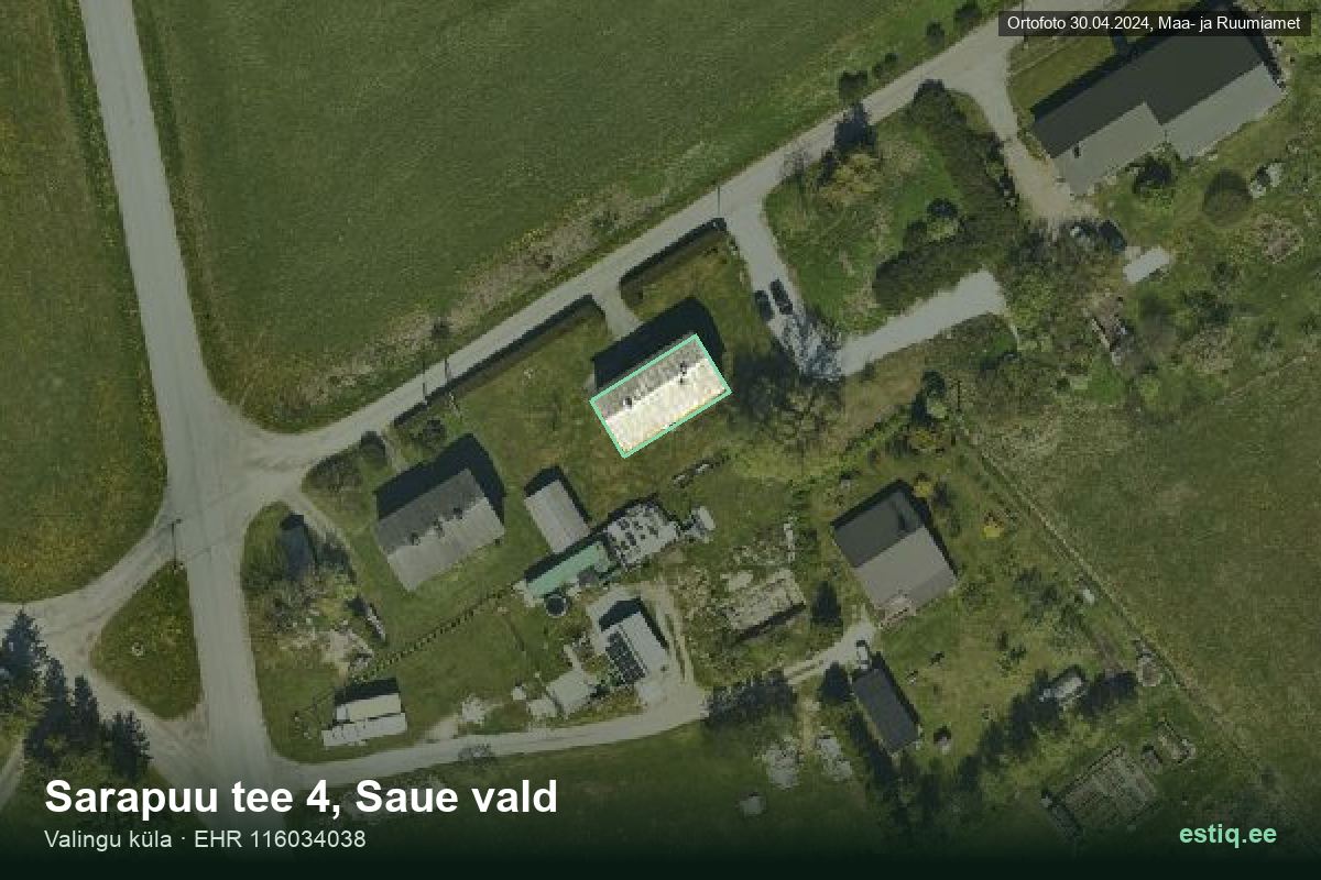 Sarapuu tee 4, Saue – hoone aerofoto, kontuur ehitisregistri (EHR) andmetest