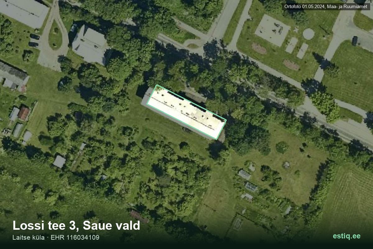 Lossi tee 3, Saue – hoone aerofoto, kontuur ehitisregistri (EHR) andmetest