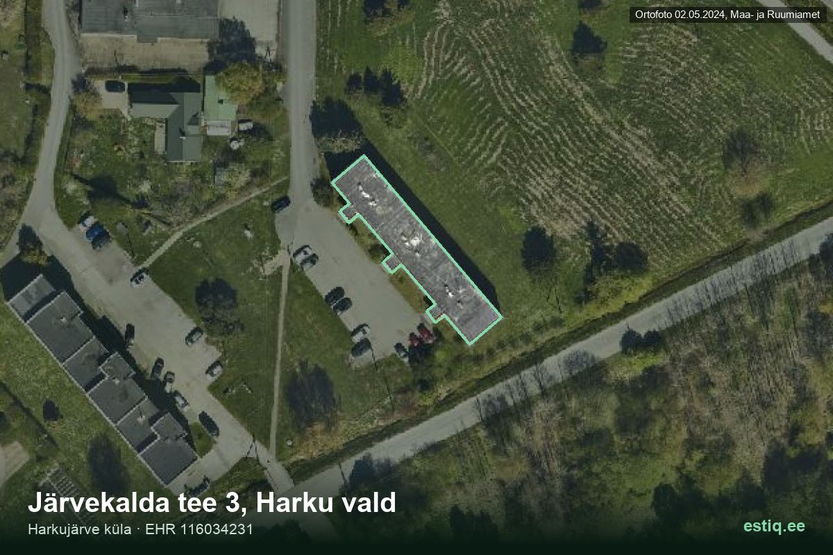 Järvekalda tee 3, Harku – aerial photo of the building, outline from the Building Register (EHR)