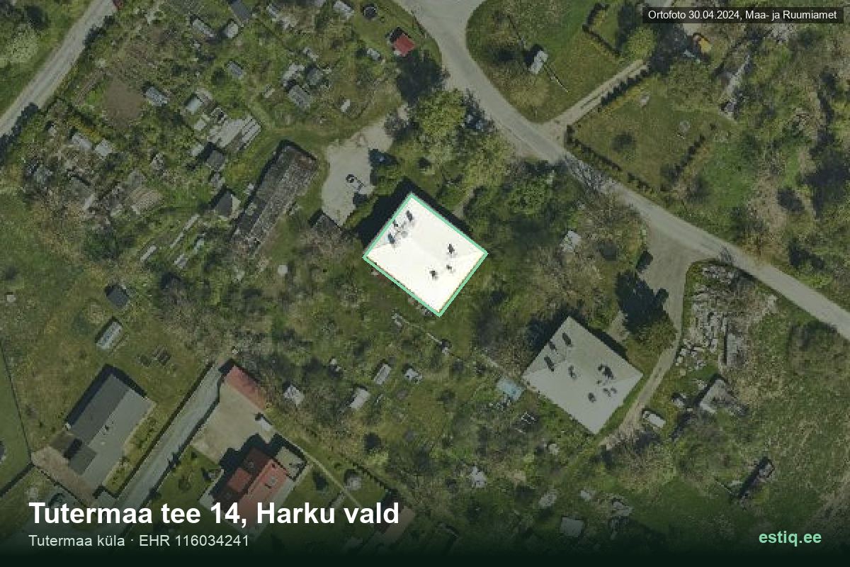 Tutermaa tee 14, Harku – hoone aerofoto, kontuur ehitisregistri (EHR) andmetest