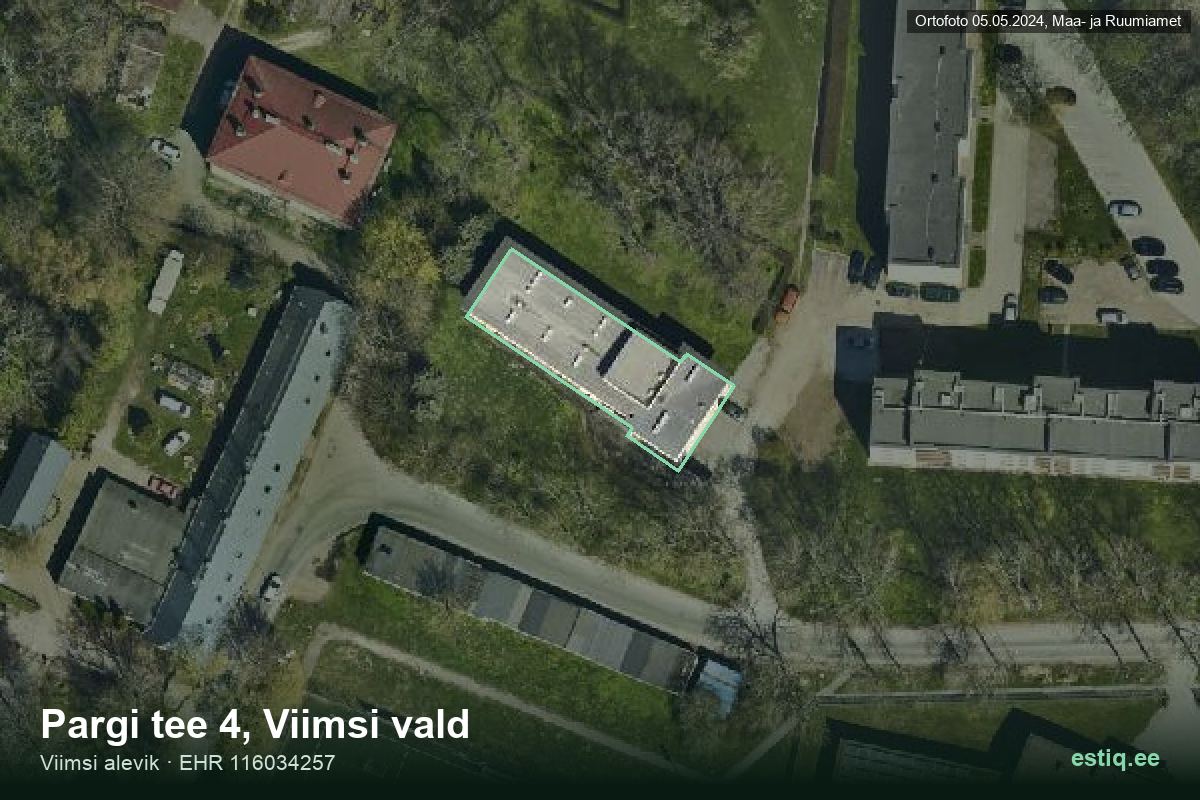 Pargi tee 4, Viimsi – aerial photo of the building, outline from the Building Register (EHR)