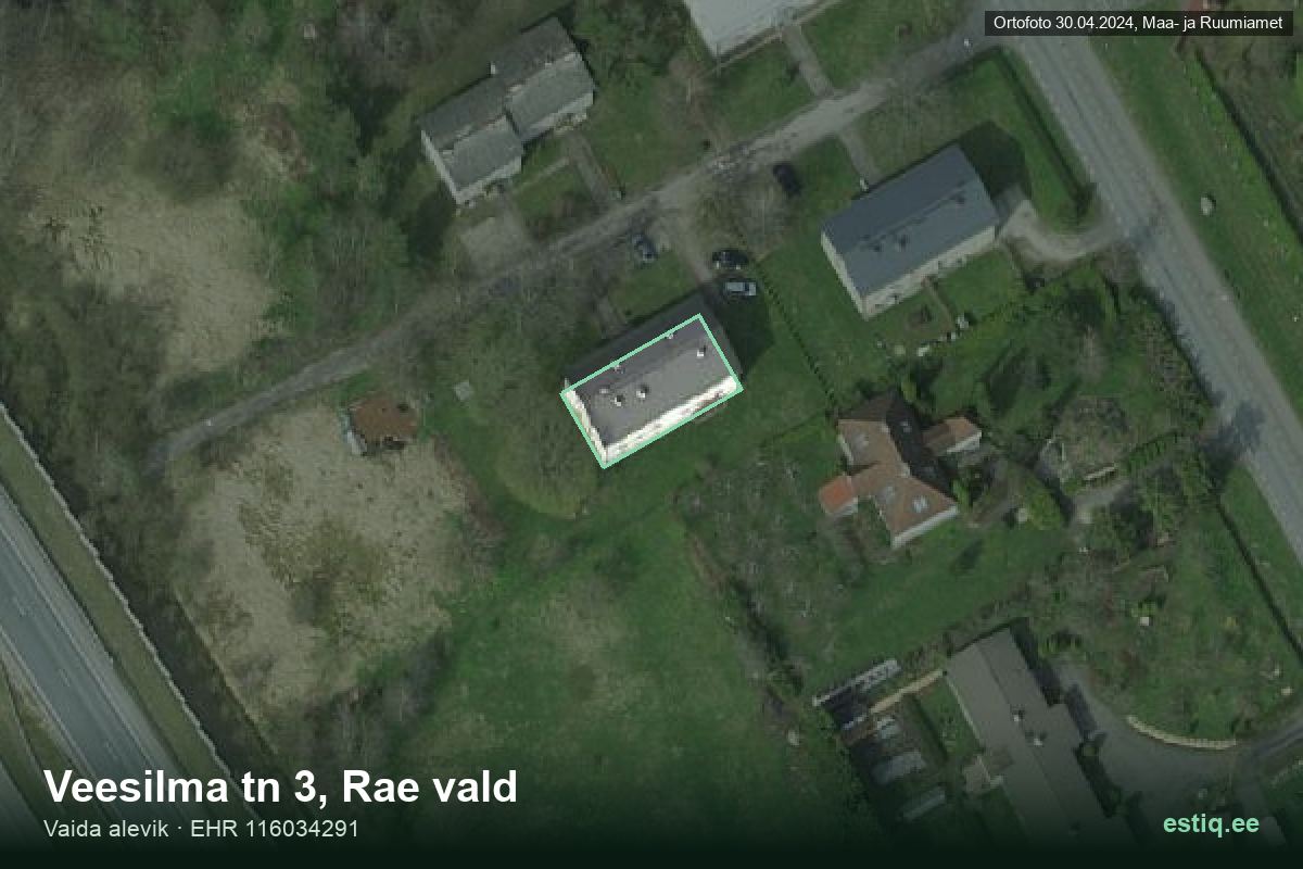 Veesilma tänav 3, Rae – aerial photo of the building, outline from the Building Register (EHR)
