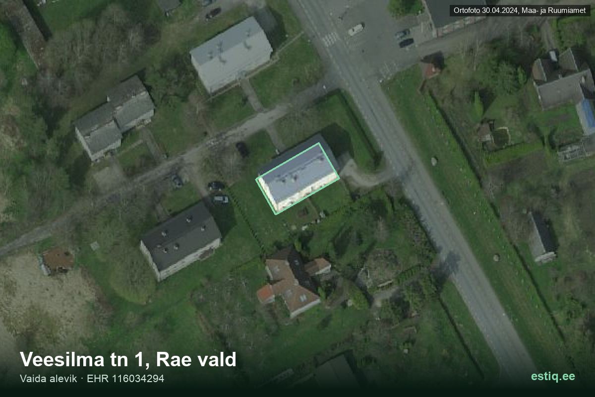 Veesilma tänav 1, Rae – aerial photo of the building, outline from the Building Register (EHR)