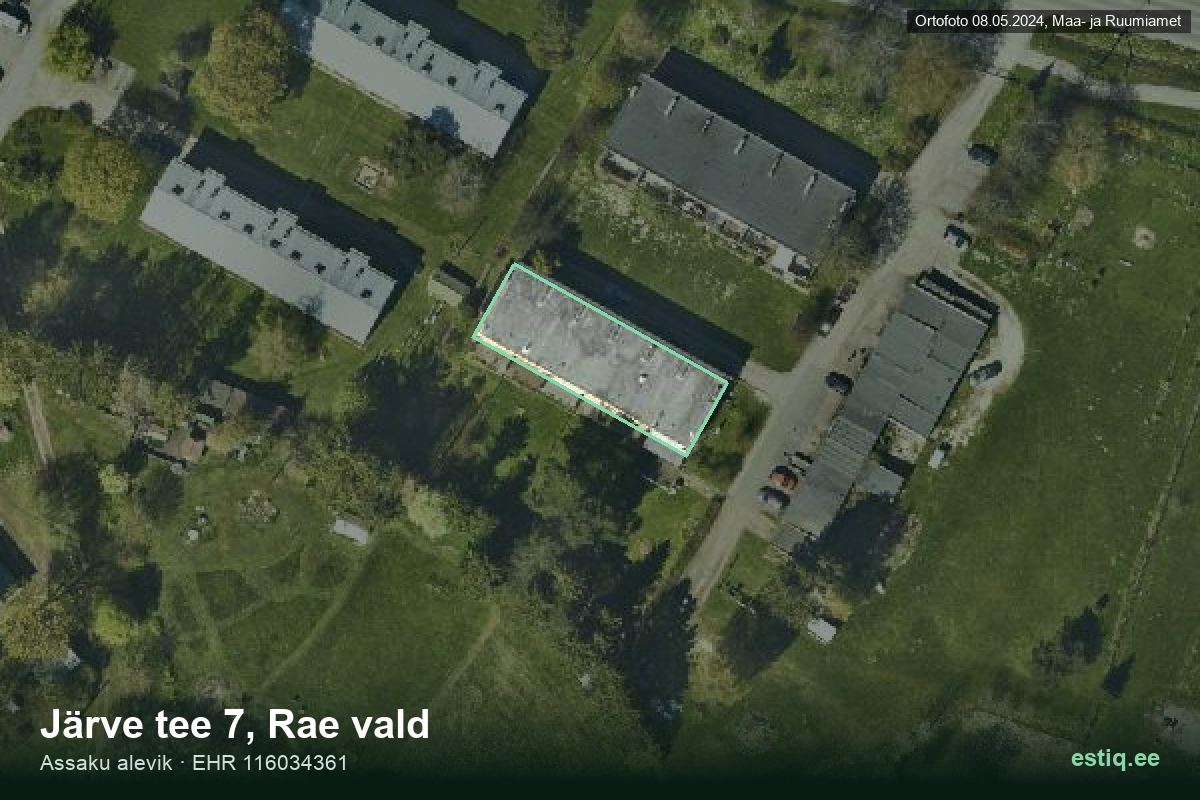Järve tee 7, Rae – hoone aerofoto, kontuur ehitisregistri (EHR) andmetest