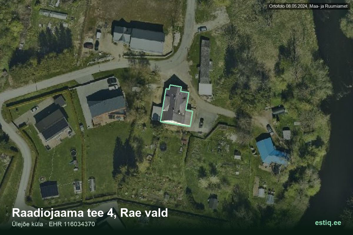 Raadiojaama tee 4, Rae – hoone aerofoto, kontuur ehitisregistri (EHR) andmetest